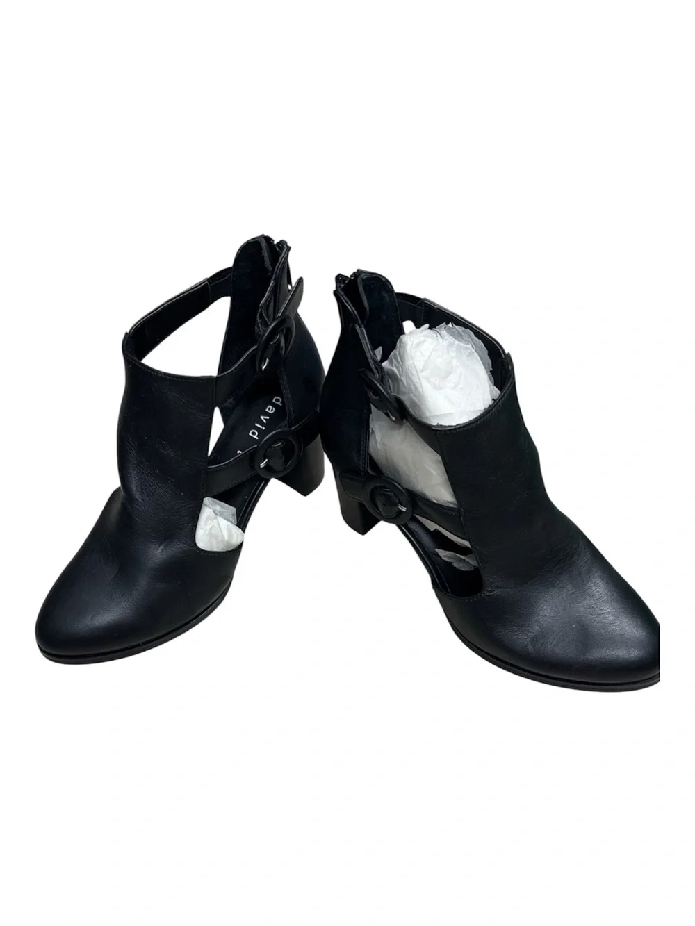 Black Cutout Leather Ankle Boots - Women